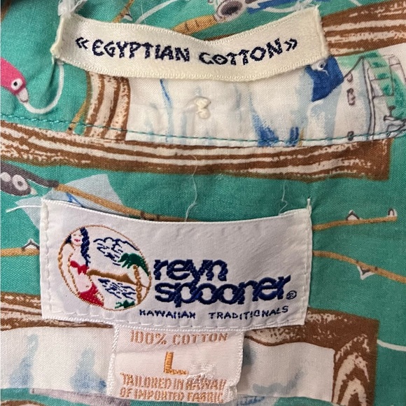 Reyn Spooner Men’s Hawaiian Shirt Large Short Sleeves Pullover Green - Picture 5 of 9